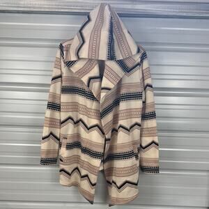 Maurices Cream and Black Hooded Cardigan with Cozy Open Front